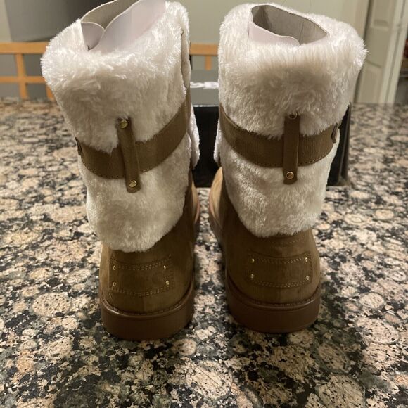 GBG BY GUESS Size 8.5M Brown Rhinestone Logo gg‎ Alstyn Boots New - Picture 5 of 10